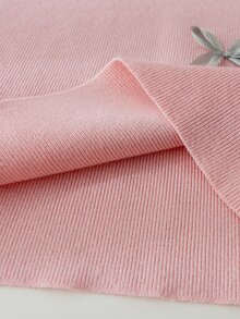 SHEIN 4-7歲女童粉色圓領長袖針織洋裝 全身3D蝴蝶結 A字裙 幼兒嬰兒洗禮會 秋季公主風 搭配娃娃洋裝 - 粉色 - 查看 5