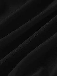 SHEIN MOD Plus Size Black Valentine's Day Mesh Camisole, Bow Strap Tea Party Vacation Vacation Summer Elegant - Black - View 5