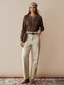Florisole Vintage Knitted Sweater, Loose Casual Women Pullover Sweater Top With Buttons, Autumn/Winter - Coffee Brown - View 1