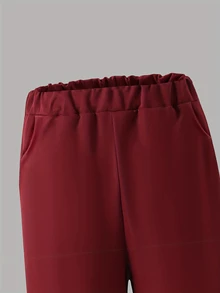 SHEIN 男童聖誕英倫復古80年代正裝紅色格紋V領雙排扣背心搭配紅長褲2件套，適合秋季派對、家庭新年、婚禮宴會 - 紅色 - 查看 8