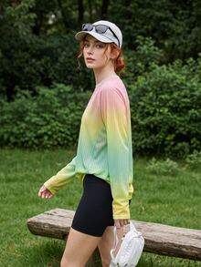 Exploreva Women's Gradient Color Casual Versatile Daily Outdoor T-Shirt - Multicolor - View 2