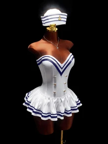 Sweetina Women's Navy Style Halloween Mini Dress - White - View 10