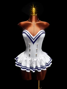 Sweetina Women's Navy Style Halloween Mini Dress - White - View 6