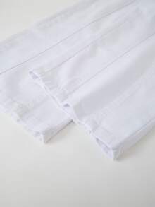 SHEIN 女款高腰寬腿牛仔褲，四季休閒度假風，白色水洗牛仔色，彈性腰頭＋對比縫線設計，寬鬆寬腿版型，輕盈柔軟舒適的高級棉牛仔面料，百搭日常穿搭，可搭配T恤與短版上衣，適合所有季節 - 白色 - 查看 4
