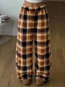 SHEIN Tween Girls Tween Girl Kids Plaid Thermal Lined Thickened Versatile Long Pants For Autumn/Winter Tween Girl - Multicolor - View 9