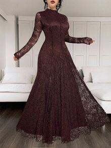 Feyla Elegant White Lace Dress For Women,Dresses For Women Elegant - Coffee Brown - View 7