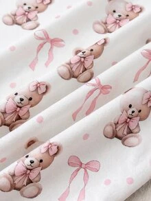 SHEIN Tween Girl Tween Girls Kids Simple Cute Bear Print & Long Pants Set, Comfortable Casual Loungewear 2 Pieces Outfit - Multicolor - View 3