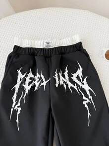 SHEIN Kids Young Boy Fashion High Street Loose Wide Leg Long Pants, Double Waist Design, Comfortable Fabric, Versatile Color, Suitable For School And Daily Outfits, Suitable For Autumn/Winter Seasons, Fall Outfits, Fall Pants - Black - View 7