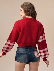 ROMWE Kawaii 可愛甜美草莓圖案女款開襟衫 - 紅色 - 查看 6