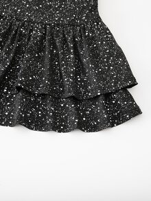 SHEIN 青少年女孩返校休閒卡其色鬆緊腰百褶短裙 - 黑色 - 查看 4