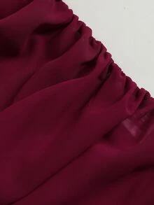 Cravure Plus Size Elegant Chiffon Cape Overlay Midi Mermaid Dress, Cold Shoulder Party Formal Dress Christmas - Burgundy - View 5