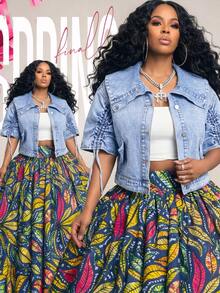 Slaydiva Women's Single-Breasted Casual Daily Denim Top,Fall/Winter,Sailor Costume - Blue - View 10