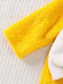 Cozy Pixies 2件組嬰兒男孩女孩卡通可愛鴨子刺繡圖案黃色與白色對比毛絨上衣及黃色毛絨休閒長褲睡衣套裝，適合秋冬、聖誕節、萬聖節、新年 - 黃色 - 查看 9
