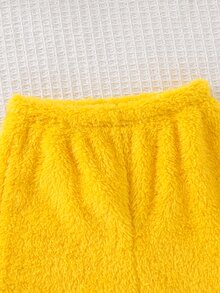 Cozy Pixies 2件組嬰兒男孩女孩卡通可愛鴨子刺繡圖案黃色與白色對比毛絨上衣及黃色毛絨休閒長褲睡衣套裝，適合秋冬、聖誕節、萬聖節、新年 - 黃色 - 查看 6