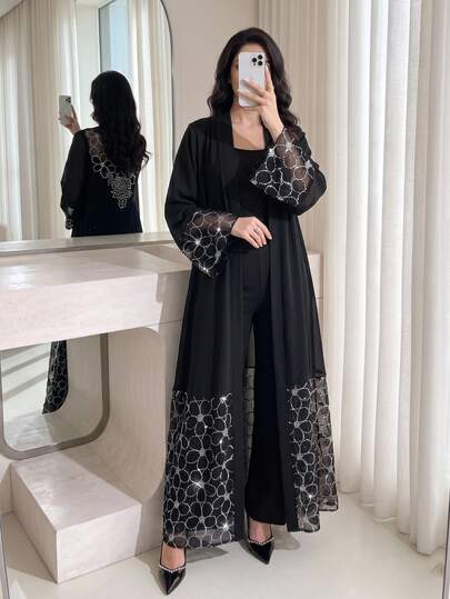 Al Najma Women's Floral Pattern Casual Gathering Travel Abaya