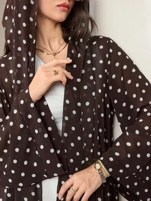 Al Najma Women's Black Pattern Long Sleeve Loose Hooded Abaya Morning Ninang Wedding Fall Modest Elegant - Brown - View 7
