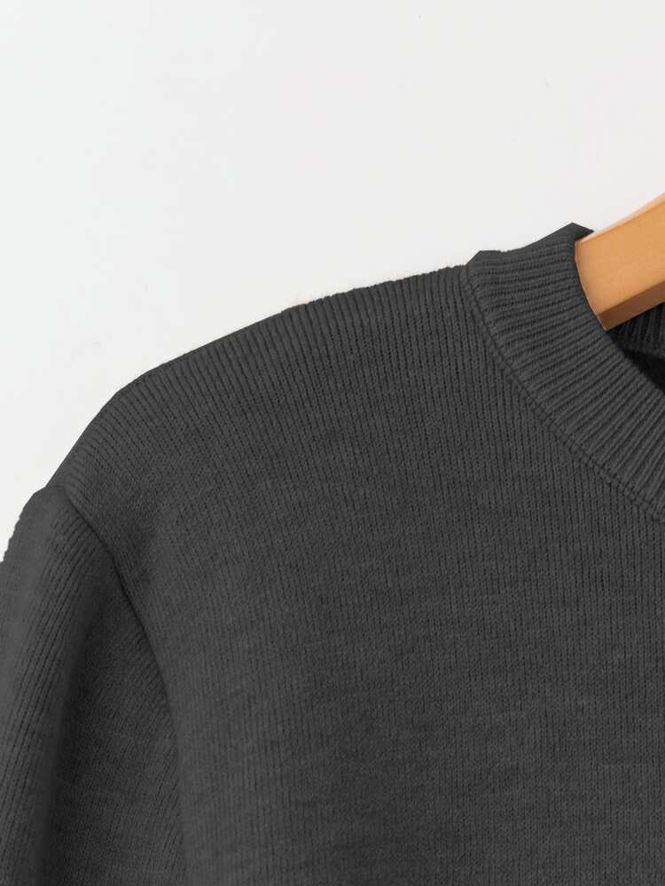 Franclia Women's Fitted Crew Neck Thermal Lined Long Sleeve Sweater - Black - View 5