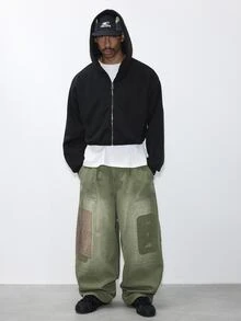 FORM&CHAOS Men's Vintage Green Washed Patchwork Denim Jeans - Multicolor - View 3