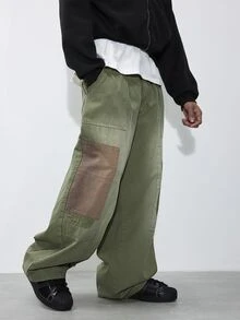 FORM&CHAOS Men's Vintage Green Washed Patchwork Denim Jeans - Multicolor - View 5