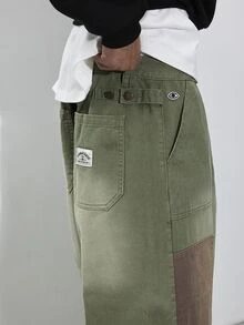 FORM&CHAOS Men's Vintage Green Washed Patchwork Denim Jeans - Multicolor - View 7