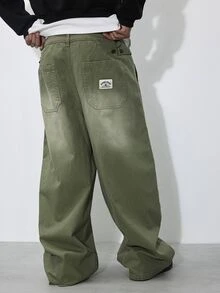 FORM&CHAOS Men's Vintage Green Washed Patchwork Denim Jeans - Multicolor - View 2