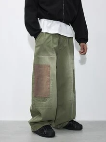 FORM&CHAOS Men's Vintage Green Washed Patchwork Denim Jeans - Multicolor - View 4