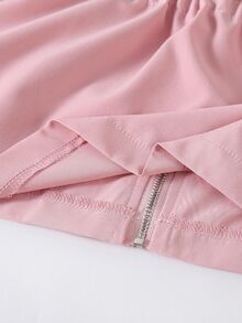 SHEIN Elladie kids 小女孩秋季連帽外套，粉色收腰拉鍊防風夾克 - 粉色 - 查看 9