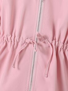 SHEIN Elladie kids 小女孩秋季連帽外套，粉色收腰拉鍊防風夾克 - 粉色 - 查看 6