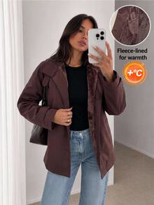 Easowa Women's Solid Color Casual Versatile Daily Travel Trench Coat Jacket - Brown - View 2