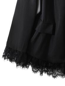 Modelyn Plus Size Women Long Sleeve Blazer With Decorative Pocket Flaps, Lapel Collar, Single Button, Lace Trim Cuffs And Hem, Elastic Waist Back, Professional, Elegant Commute, French Style Autumn/Winter Blazer And Pants Set - Black - View 7