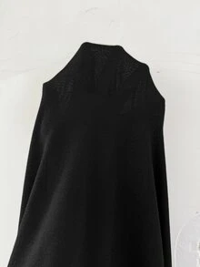 SHEIN VCAY Plus Solid Ruched Tee - Black - View 8