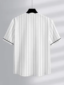 Aesthetic Post Men's Minimalist Striped Short Sleeve Shirt, Soccer - Multicolor - View 2
