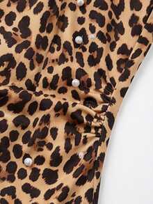 Franclia Women's Leopard Print Faux Pearl Decor Casual Daily Wear Camisole Camisole - Multicolor - View 4