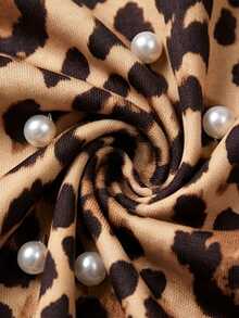 Franclia Women's Leopard Print Faux Pearl Decor Casual Daily Wear Camisole Camisole - Multicolor - View 3