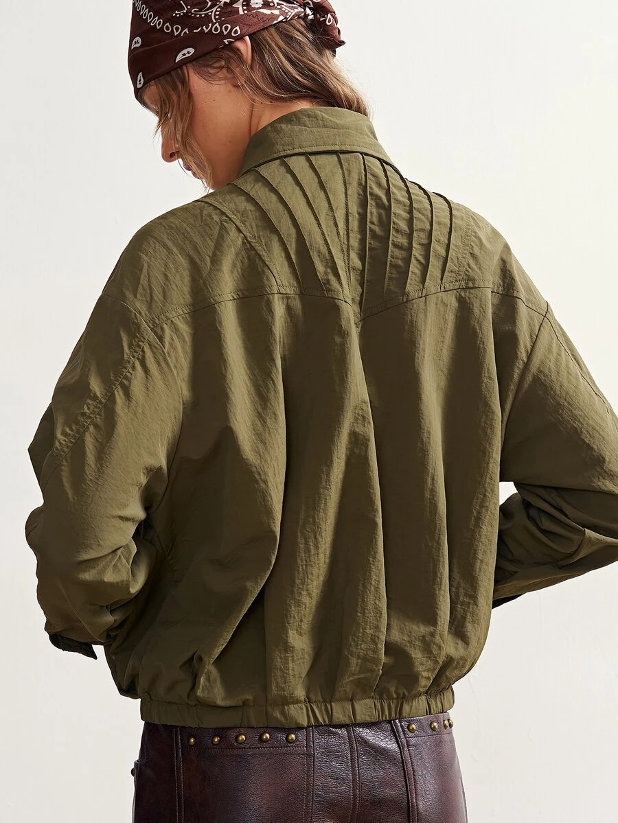 Bohemela Women's Casual Zip-Up Long Sleeve Jacket, Versatile For Everyday Wear - Army Green - View 1
