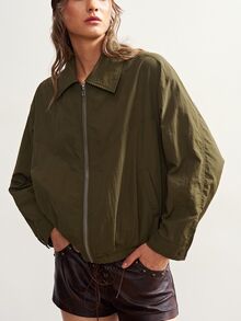 Bohemela Women's Casual Zip-Up Long Sleeve Jacket, Versatile For Everyday Wear - Army Green - View 5