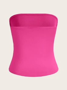 Sweetina Solid Tube Top - Hot Pink - View 2