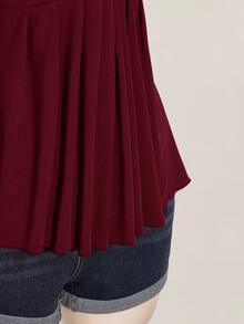 SHEIN ICON Plus Size Women's Wine Twist Front Sleeveless Babydoll Knit Top, Y2K Style, Suitable For Graduation/Back To School Season, Summer Cute Tops - Burgundy - View 7