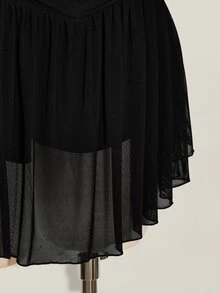 SHEIN ICON Women's Plus Size Retro Goth Sexy Fashion Individual Simple Elegant Y2K Black Strapless Mesh Dress With Gathered Chest Going Out Rave Summer - Black - View 8