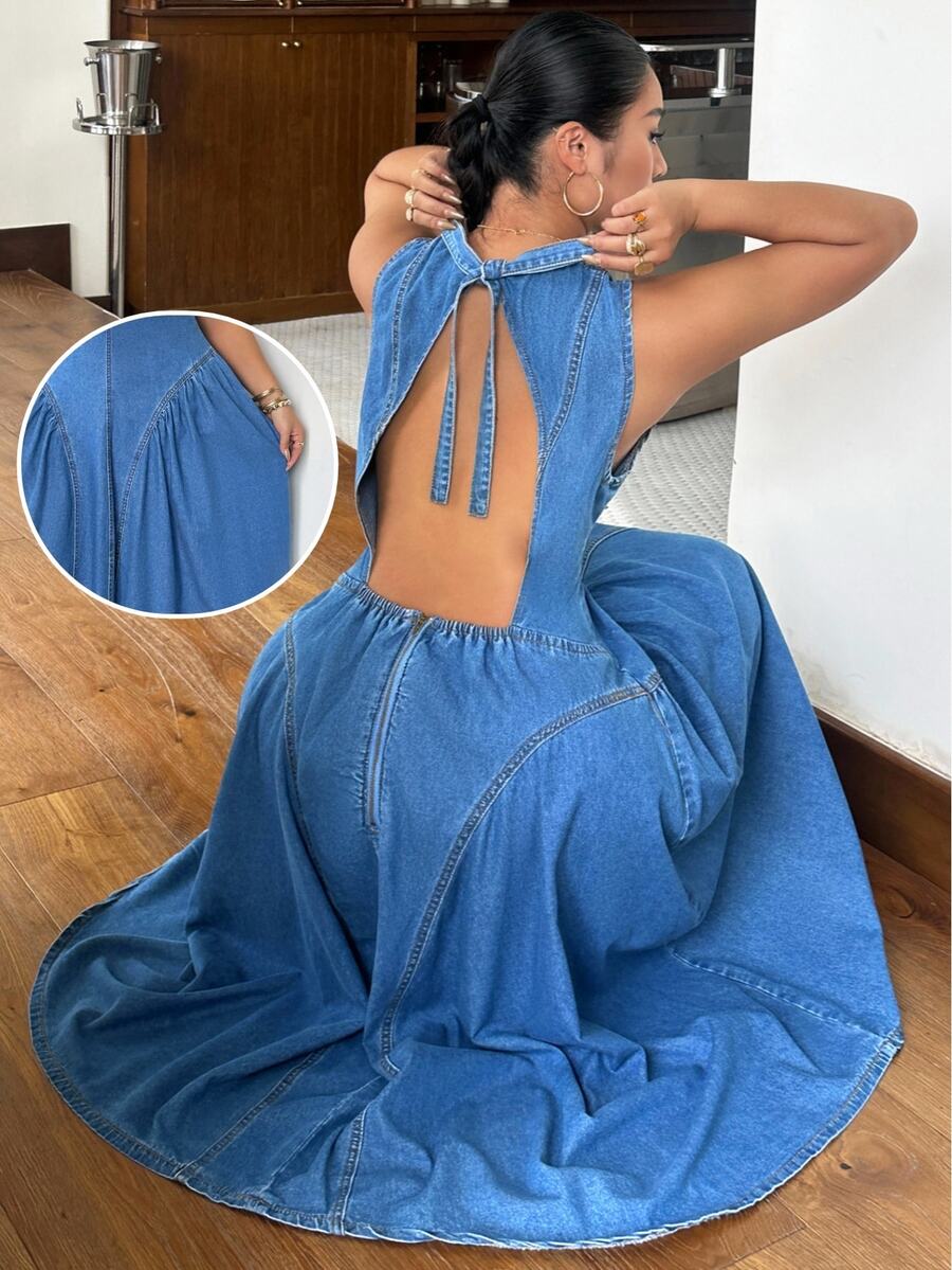 Rivivi Sexy Casual Loose Plus Size Denim Dress,Fall/Winter,New Year Dress,Graduation Vacation Wedding Guest Dress