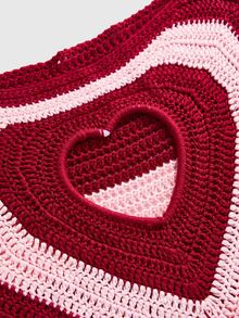 Sweetness Autumn/Winter Sweet Kawaii Heart-Shaped Hollow Crochet Pullover Short Sweater For Women - Multicolor - View 11