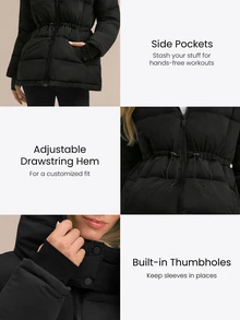 GLOWMODE Snow Day Convertible Puffer Jacket With Detachable Hood & Sleeves, Hood-To-Bag Design & Thumbhole Cuffs Fall Winter Outdoor Wear - Black - View 5