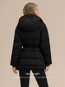 GLOWMODE Snow Day Convertible Puffer Jacket With Detachable Hood & Sleeves, Hood-To-Bag Design & Thumbhole Cuffs Fall Winter Outdoor Wear - Black - View 4