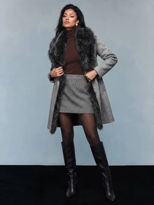 Savoree Women's New Arrival Autumn/Winter Grey Elegant Wool Collar Coat - Grey - View 4