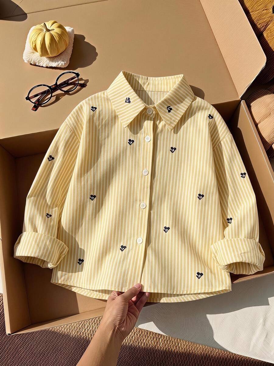 SHEIN Genkimix Kids Girls' Embroidered Pattern Sweatshirt Shirt Fall Jacket 2025 Fashionable Wear White Blouse School Beach Flower Girl 1st Birthday Fairy Cowgirl Baby - Multicolor - View 1