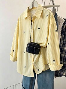SHEIN Genkimix Kids Girls' Embroidered Pattern Sweatshirt Shirt Fall Jacket 2025 Fashionable Wear White Blouse School Beach Flower Girl 1st Birthday Fairy Cowgirl Baby - Multicolor - View 3