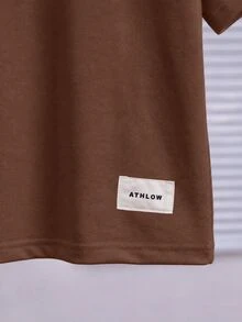 SHEIN 女童休閒寬鬆落肩運動衫與運動長褲兩件套 開學穿搭 適合日常休閒穿著與秋冬校園穿搭 - 棕色 - 查看 5