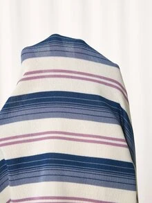 SHEIN Maternity Striped Letter Print Drop Shoulder Long Sleeve Casual Loose Fit T-Shirt Fall - Multicolor - View 9