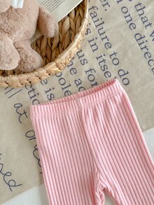 3pcs Toddler Baby Girl Vest Top Pants Set Cute Sweet Pink White Heart Sherpa Bow Ribbed Long Sleeve Round Neck Thick Party Fall Christmas Cozy Outfits - Pink - View 7