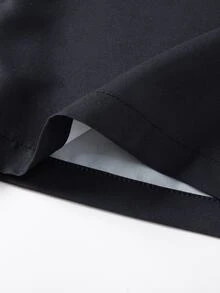 SHEIN 青少年女孩秋季寬腿百搭休閒寬鬆工裝運動長褲，極簡風，返校穿搭，正式工作風，黑色 - 黑色 - 查看 8